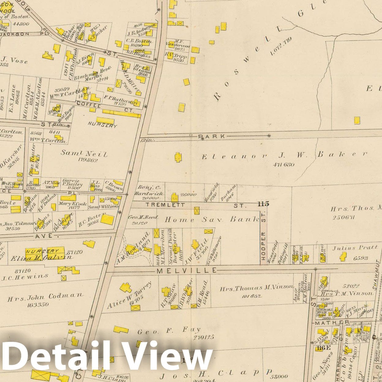 Historic Map : Atlas of Dorchester, Dorchester 1884 Plate G , Vintage Wall Art