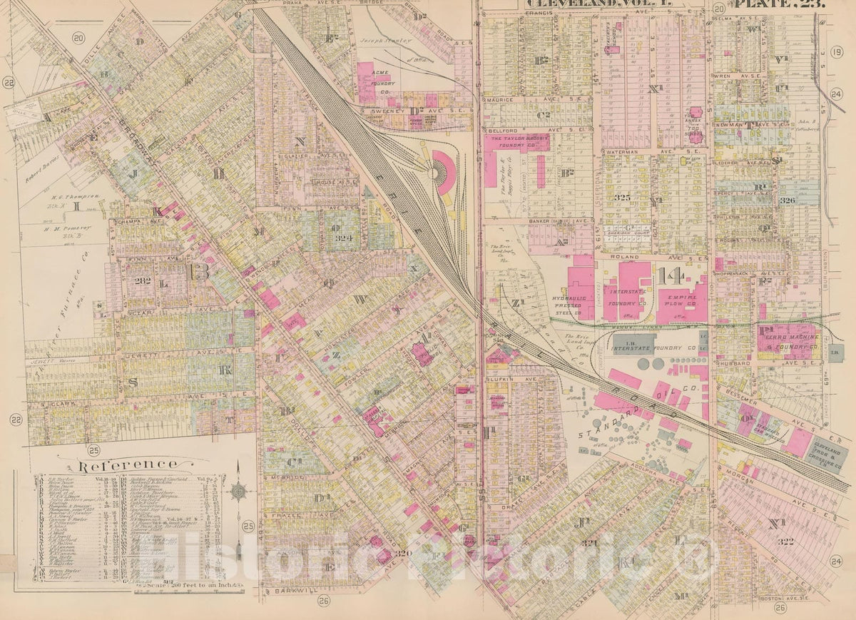 Historic Map : Plat Book of The City of Cleveland, Vol. One, 1912 Plate 023 , Vintage Wall Art