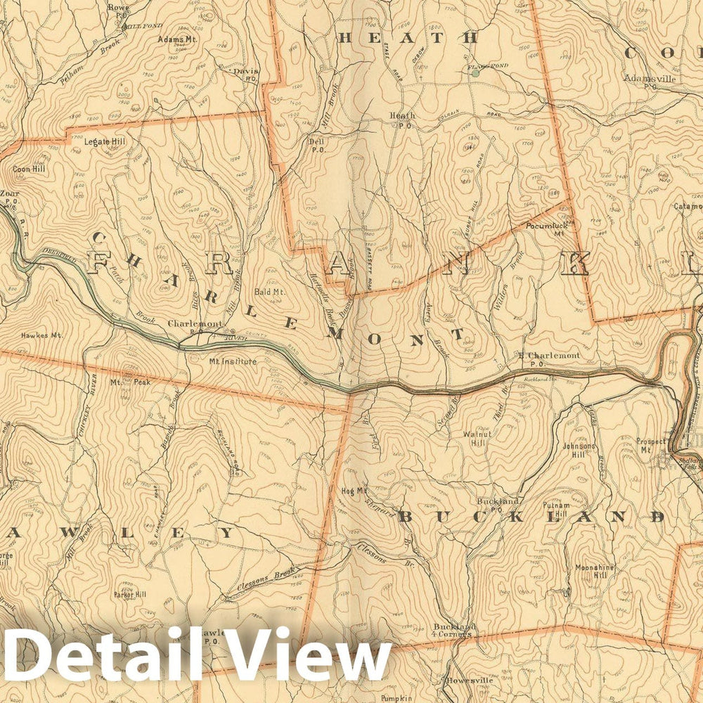 Historic Map : Atlas of Mass, Ashfield & Buckland & Florida & Greenfield & Heath & Monroe & Rowe & Savoy & Shelburne 1904 Plate 024 , Vintage Wall Art