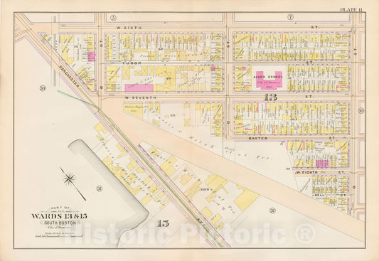Historic Map : Atlas City of Boston, South Boston 1899 Plate 011 , Vintage Wall Art