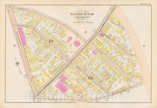 Historic Map : Atlas City of Boston, South Boston 1899 Plate 013 , Vintage Wall Art