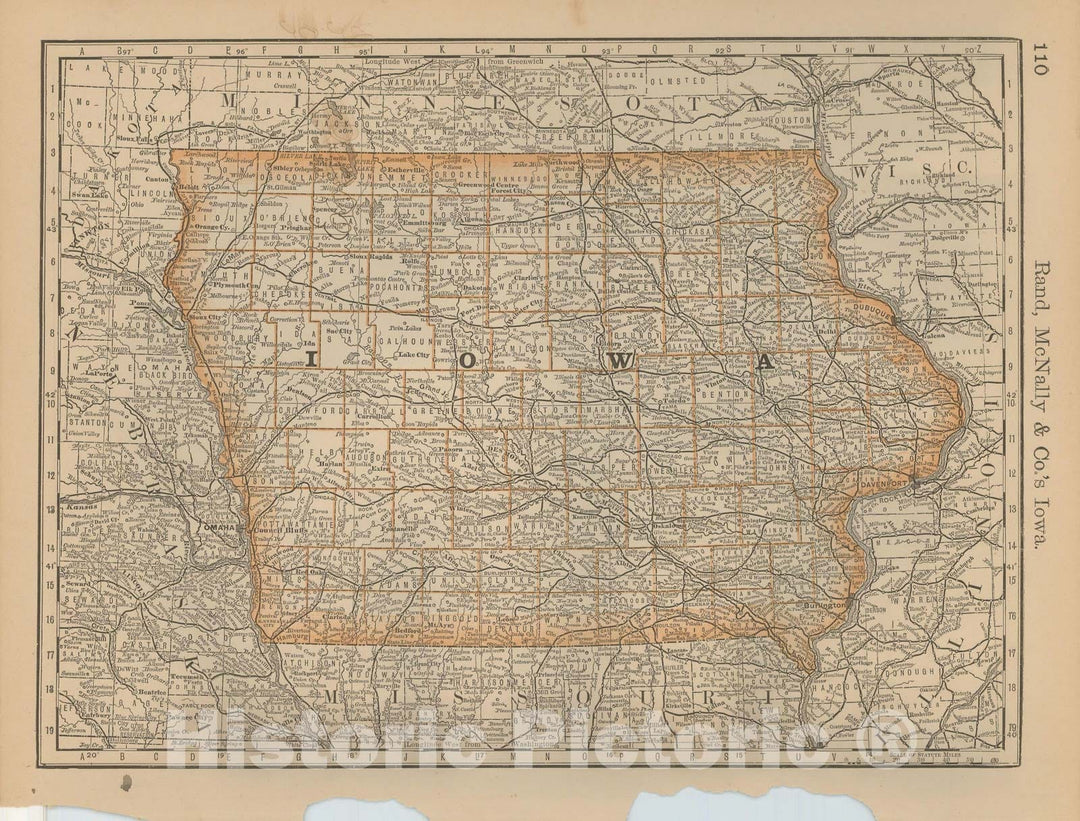 Historic Map : Iowa 1877 , Business Atlas of the USA , Vintage Wall Art