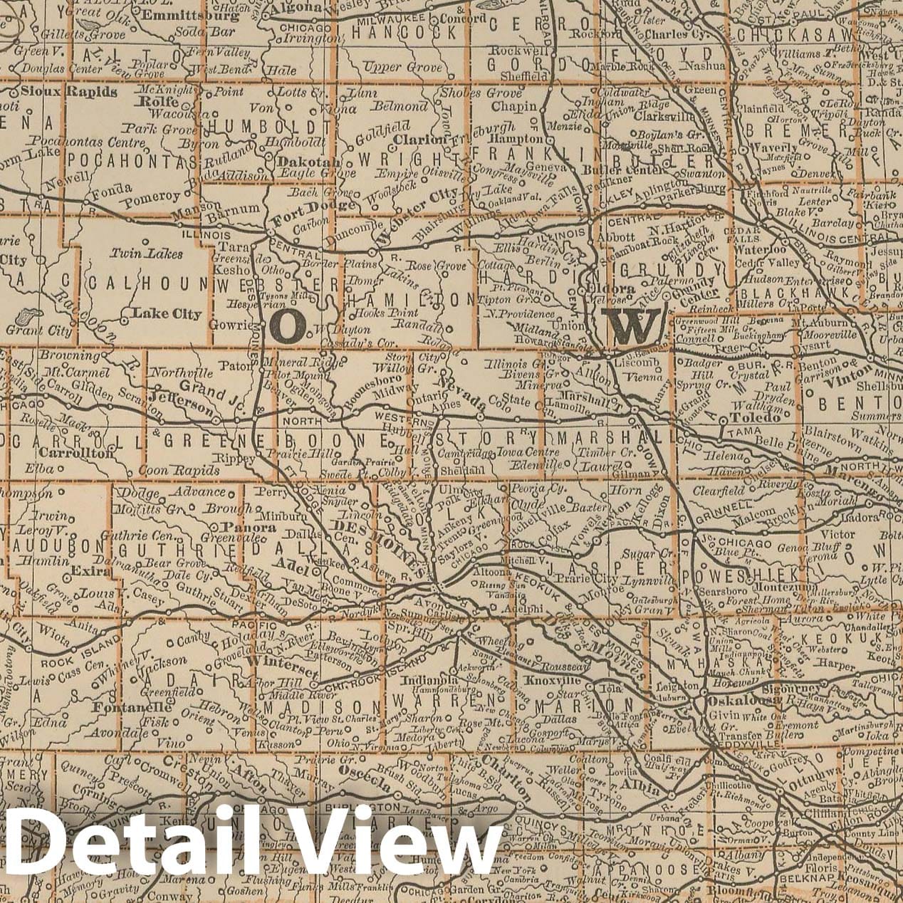 Historic Map : Iowa 1877 , Business Atlas of the USA , Vintage Wall Art