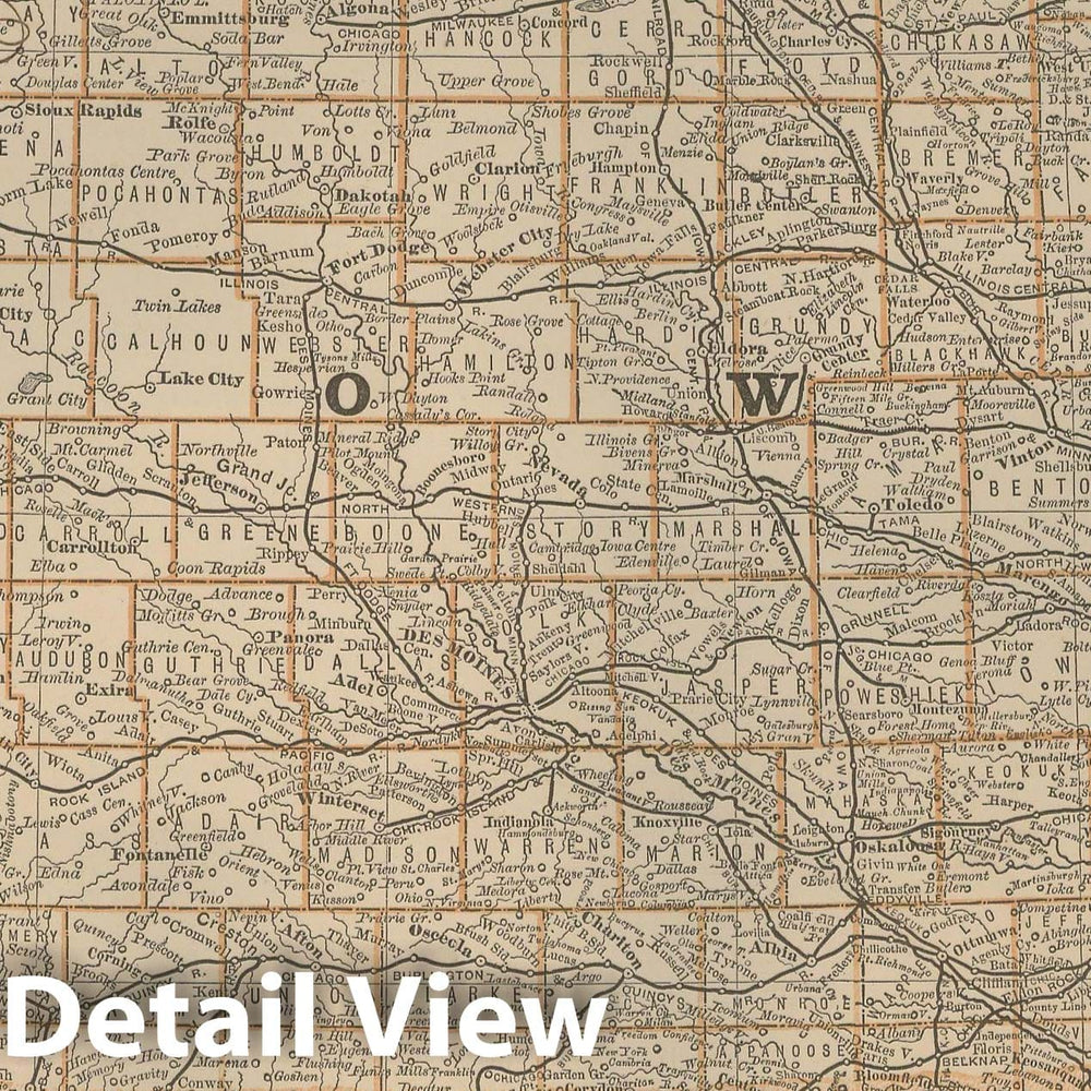Historic Map : Iowa 1877 , Business Atlas of the USA , Vintage Wall Art