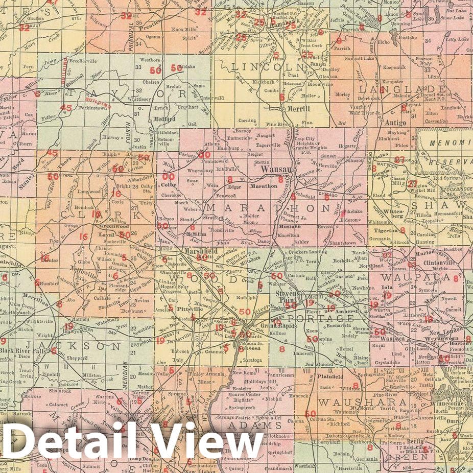 Historic Map : Wisconsin 1903 , Rand McNally Business Atlas , Vintage Wall Art