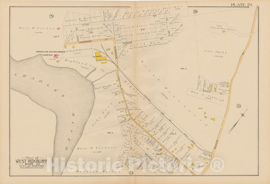 Historic Map : Atlas City of Boston, West Roxbury 1890 Plate 024 , Vintage Wall Art