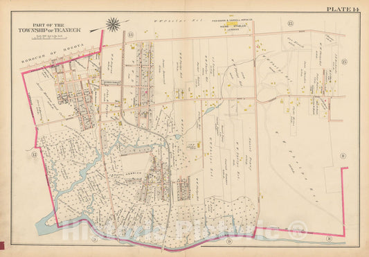 Historic Map : Atlas of Bergen County, New Jersey, Volume One, Teaneck 1912 Plate 014 , Vintage Wall Art