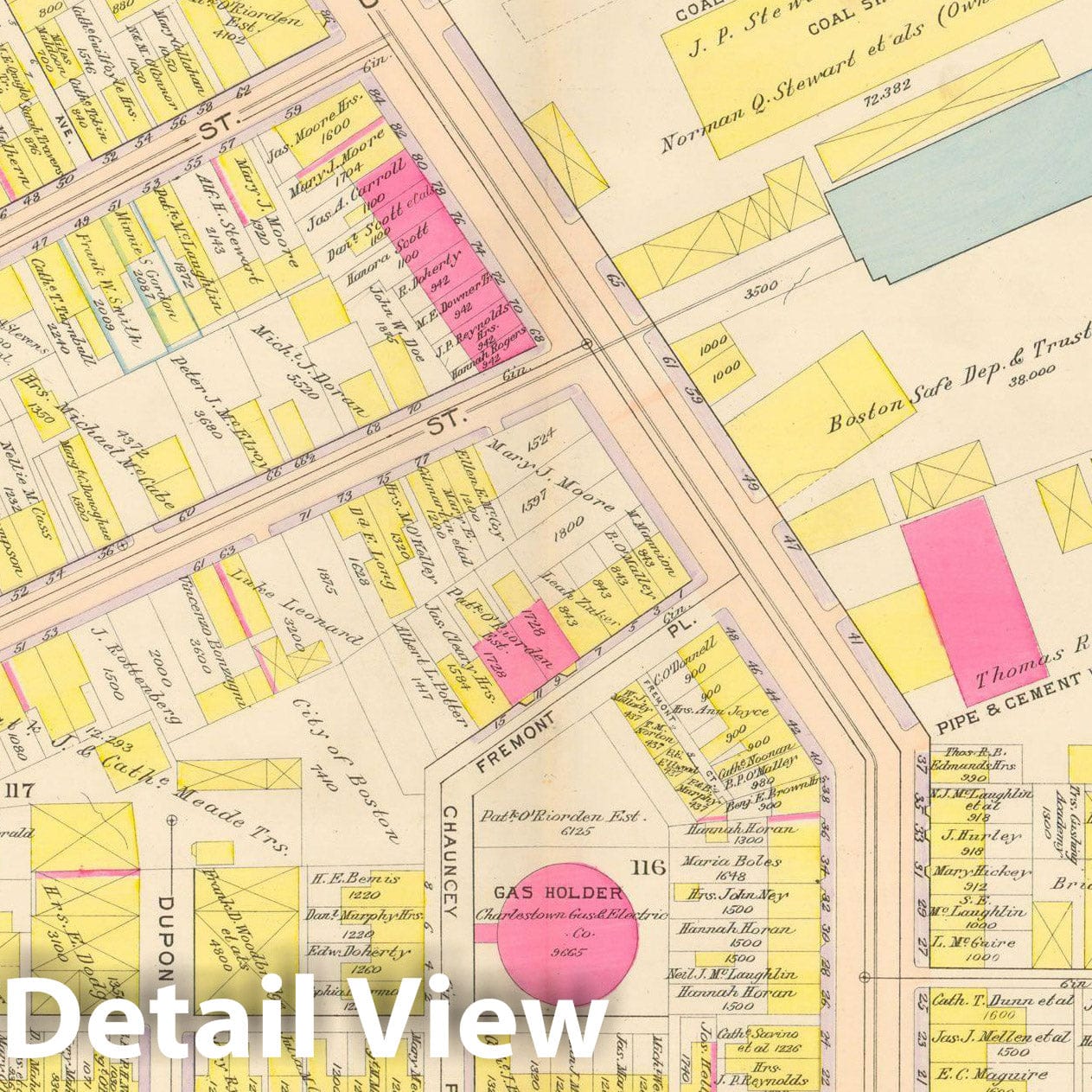 Historic Map : Atlas City of Boston: Charlestown and East Boston, Charlestown 1912 Plate 004 , Vintage Wall Art