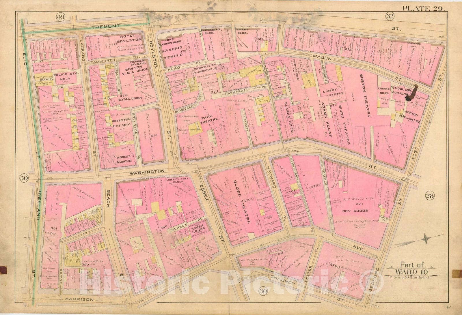 Historic Map : Atlas City of Boston, City Proper, Vol. I, Boston 1888 Plate 029 , Vintage Wall Art