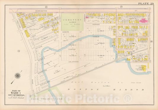Historic Map : Atlas City of Boston: Charlestown and East Boston, East Boston 1912 Plate 029 , Vintage Wall Art