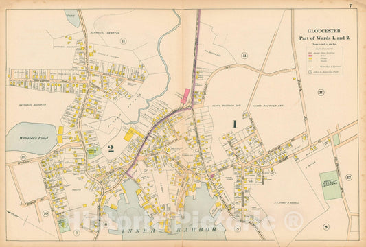 Historic Map : Atlas of Cape Ann, Gloucester, Rockport and Manchester, Gloucester 1899 Page 007 , Vintage Wall Art