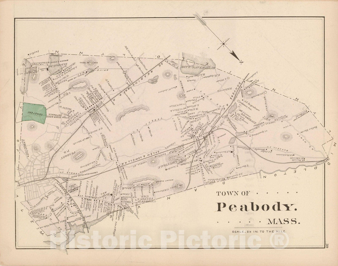 Historic Map : Atlas of Essex County, Peabody 1884 , Vintage Wall Art