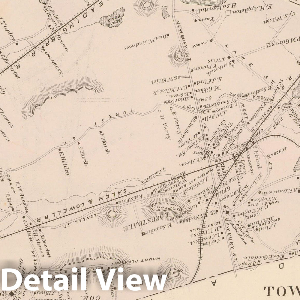 Historic Map : Atlas of Essex County, Peabody 1884 , Vintage Wall Art