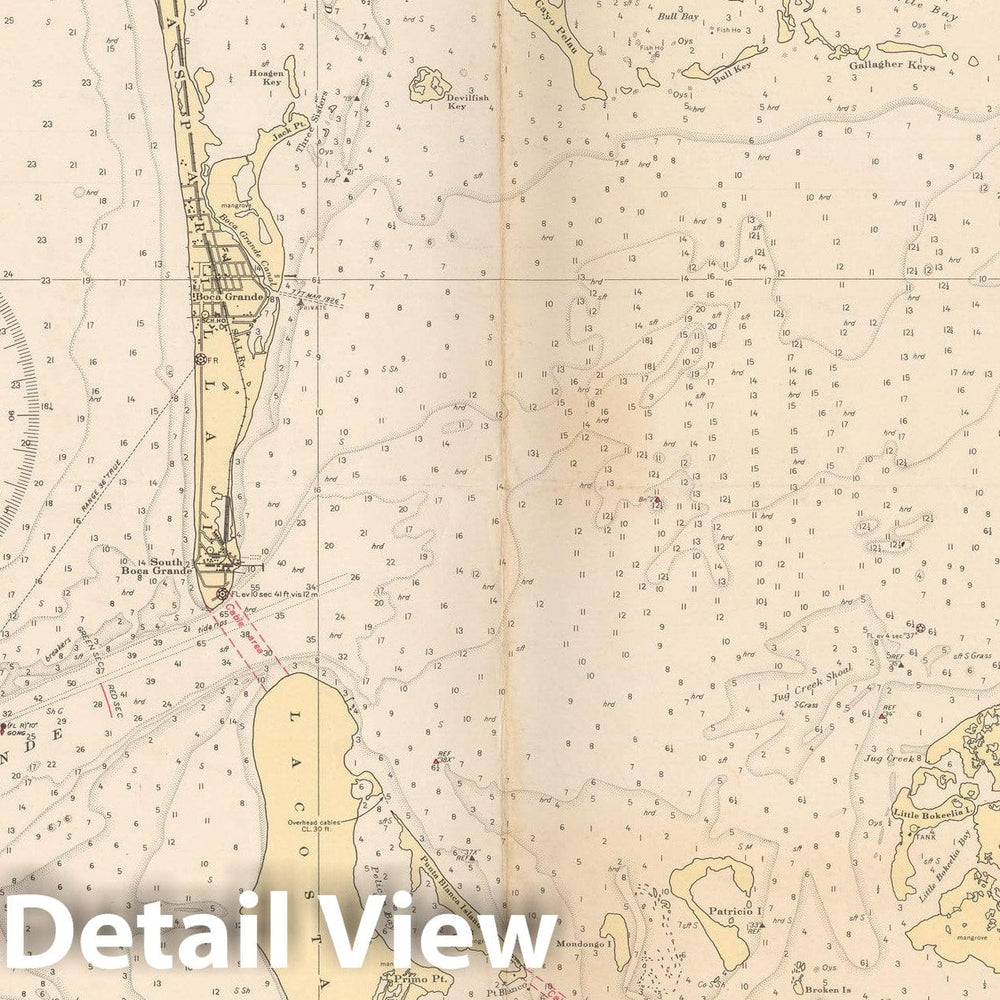 Historic Map : Coastal Charts - Florida Gulf Coast: Entrance to Charlotte Harbor 1947 , Vintage Wall Art