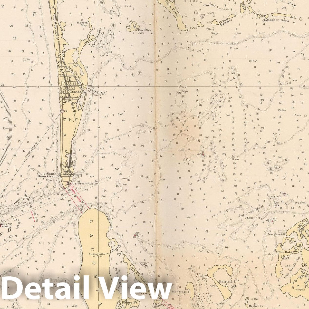Historic Map : Coastal Charts - Florida Gulf Coast: Entrance to Charlotte Harbor 1947 , Vintage Wall Art