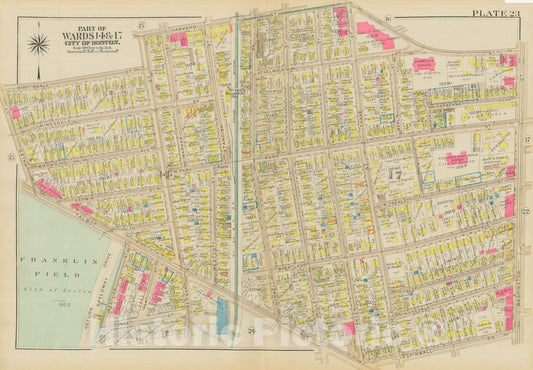 Historic Map : Atlas City of Boston, Dorchester, Dorchester 1933 Plate 023 , Vintage Wall Art