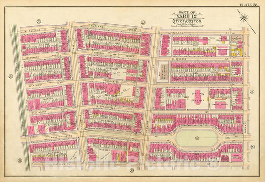 Historic Map : Atlas of Boston Proper, 1902 Plate 028 , Vintage Wall Art