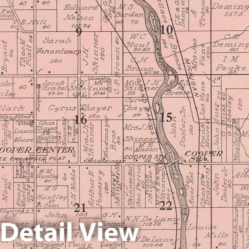 Historic Map : Cooper 1910 , Standard Atlas of Kalamazoo County , Vintage Wall Art