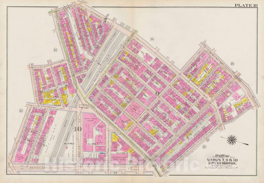 Historic Map : Atlas City of Boston: Boston Proper and Back Bay, Boston 1908 Plate 018 , Vintage Wall Art