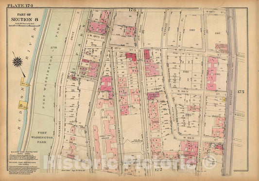 Historic Map : Land Book of the Borough of Manhattan, City of NY, Manhattan 1925 Plate 174 , Vintage Wall Art
