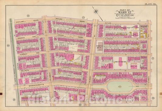 Historic Map : Atlas of Boston Proper, 1898 Plate 028 , Vintage Wall Art
