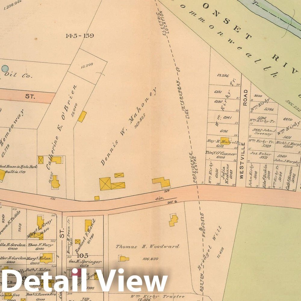 Historic Map : Atlas City of Boston Ward 26 Hyde Park, Hyde Park 1912 Plate 023 , Vintage Wall Art