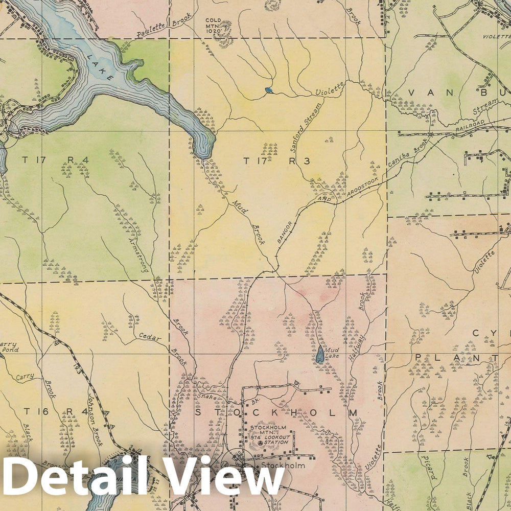 Historic Map : Maine General Highway County Maps, Aroostook 1938 Plate 004 , Vintage Wall Art