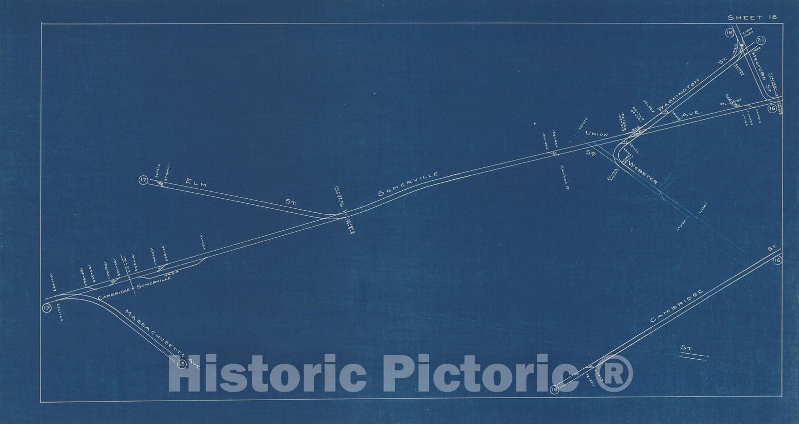 Historic Map : Boston Elevated Railway Track Plans, Cambridge & Somerville 1936 Plate 018 , Vintage Wall Art