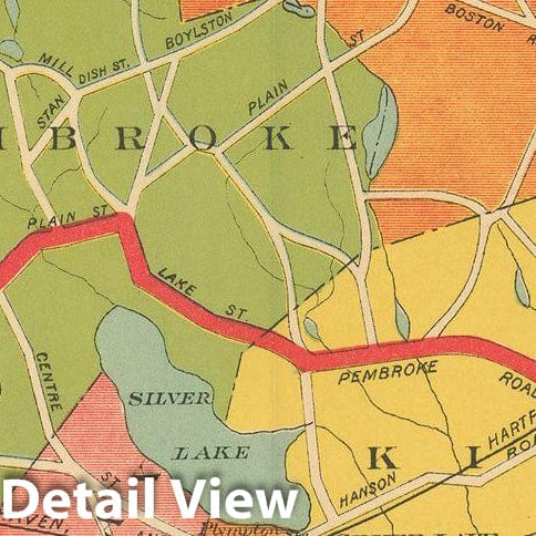 Historic Map : Brockton & Plymouth Street Railway 1901 , Vintage Wall Art