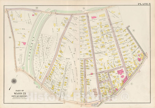 Historic Map : West Roxbury, & Roslindale, 1905 Plate 005 , Vintage Wall Art