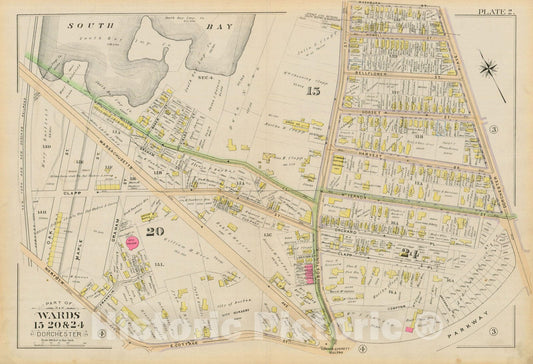 Historic Map : Atlas City of Boston, Vol. 5, Dorchester, Dorchester 1894 Plate 002 , Vintage Wall Art