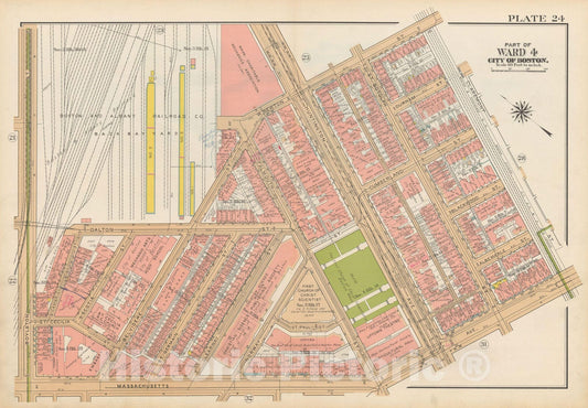 Historic Map : Atlas City of Boston, Boston 1938 Plate 024 , Vintage Wall Art