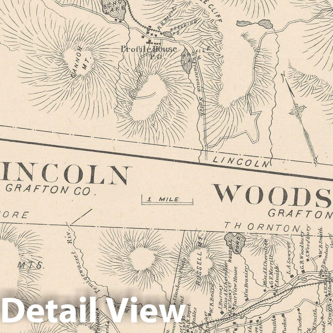 Historic Map : Franconia & Lincoln & Woodstock 1892 , Town and City Atlas State of New Hampshire , Vintage Wall Art
