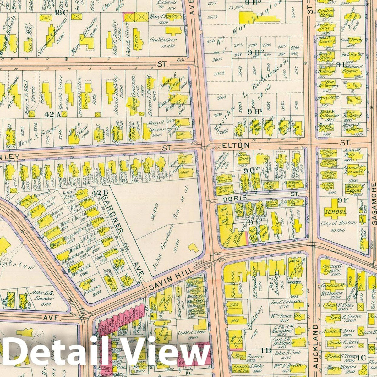 Historic Map : Atlas City of Boston, Vol. 5, Dorchester, 4th Ed., Dorchester 1904 Plate 005 , Vintage Wall Art