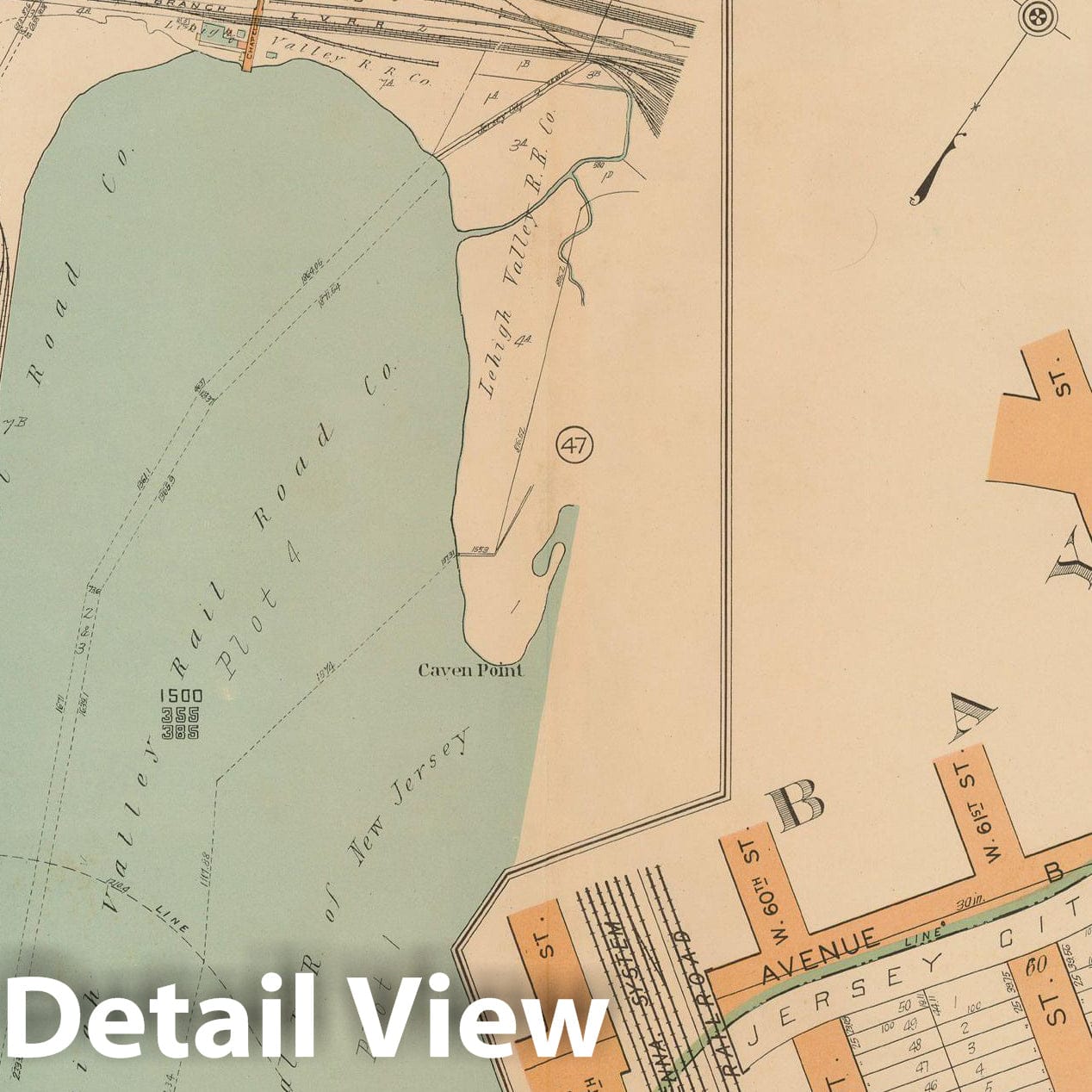 Historic Map : Plat Book of Jersey City, 1928 Plate 046 , Vintage Wall Art