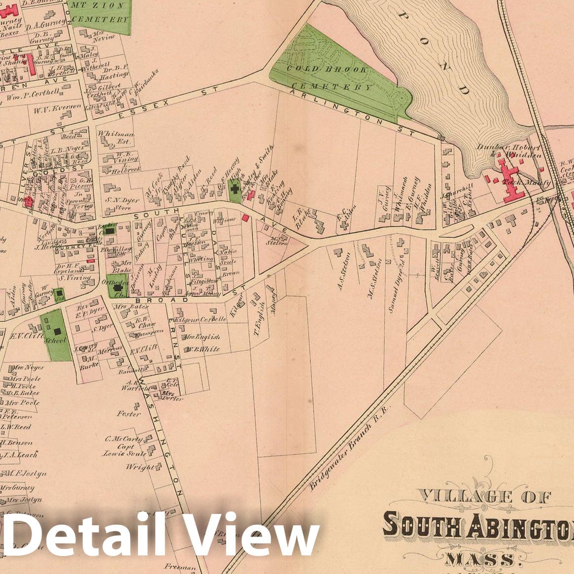 Historic Map : Atlas of Plymouth County Massachusetts, Abington 1879 , Vintage Wall Art