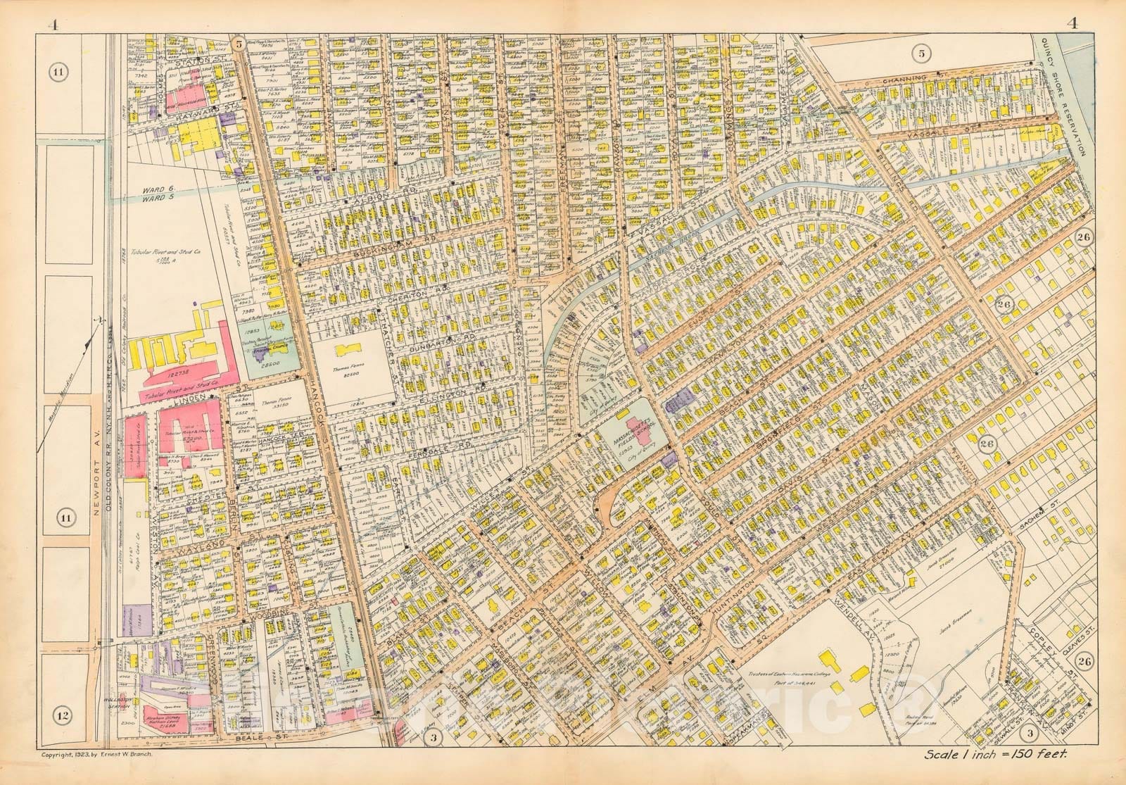 Historic Map : Atlas City of Quincy Norfolk County, Quincy 1923 Plate 004 , Vintage Wall Art