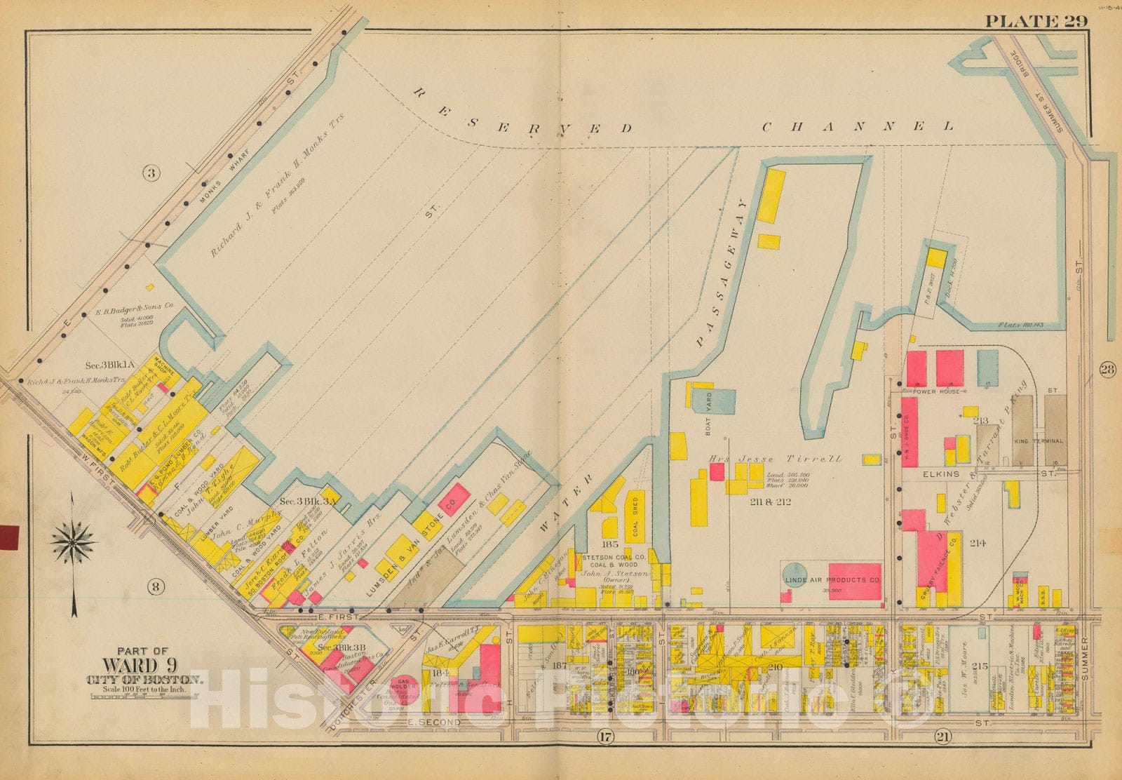 Historic Map : Atlas City of Boston: South Boston 1919 Plate 029 , v2, Vintage Wall Art