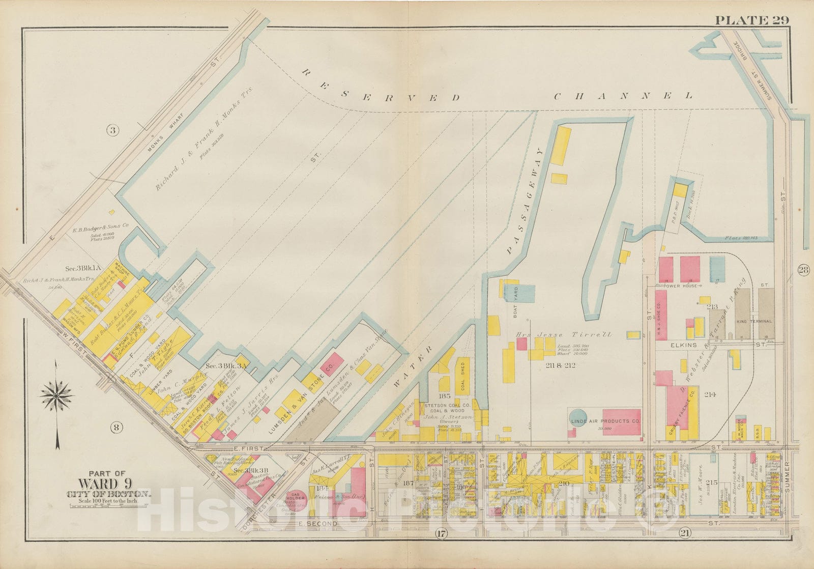 Historic Map : Atlas City of Boston: South Boston 1919 Plate 029 , Vintage Wall Art