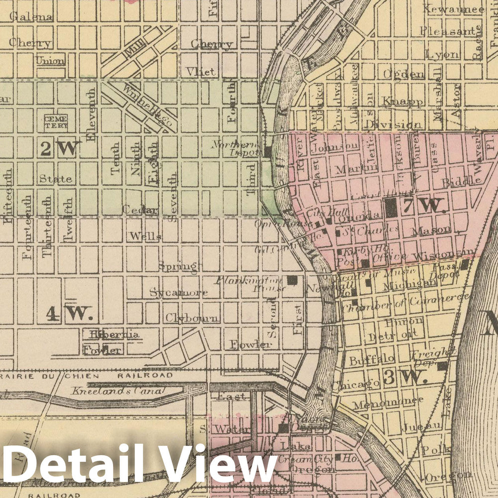 Historic Map : Milwaukee 1882 , Mitchell's New General Atlas , Vintage Wall Art