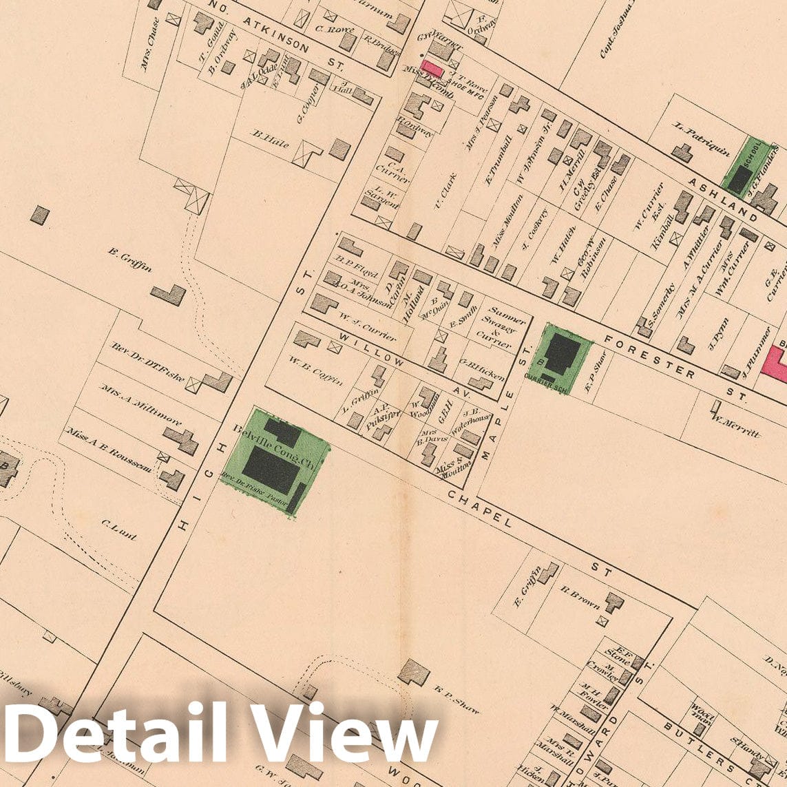 Historic Map : Atlas of Essex County, Newburyport 1884 , Vintage Wall Art
