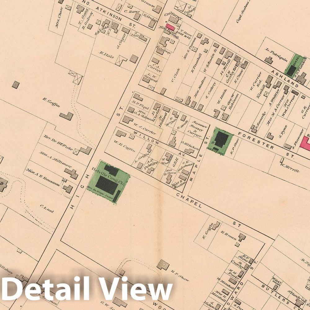 Historic Map : Atlas of Essex County, Newburyport 1884 , Vintage Wall Art