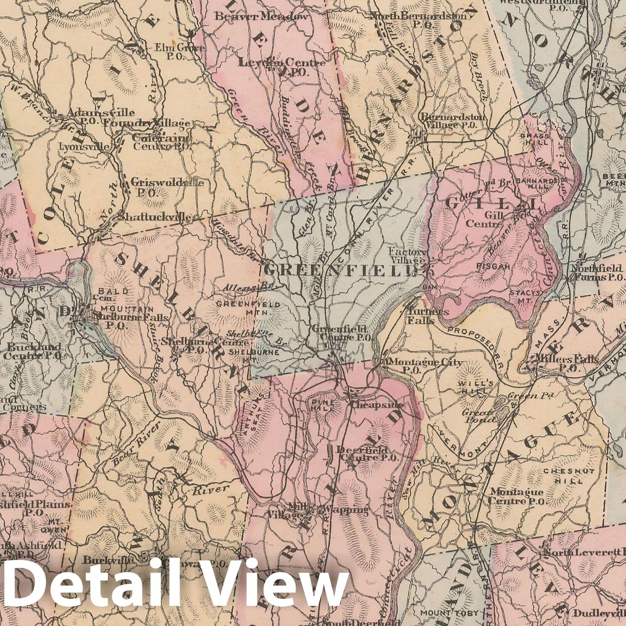 Historic Map : Atlas of Franklin Co. Massachusetts, Franklin 1871 , Vintage Wall Art