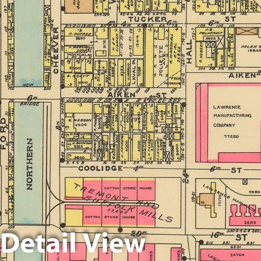 Historic Map : Atlas of Lowell, 1924 1B , Vintage Wall Art