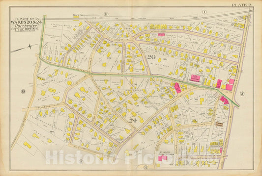 Historic Map : Atlas City of Boston, Vol. 5, Dorchester, Dorchester 1889 Plate 002 , Vintage Wall Art