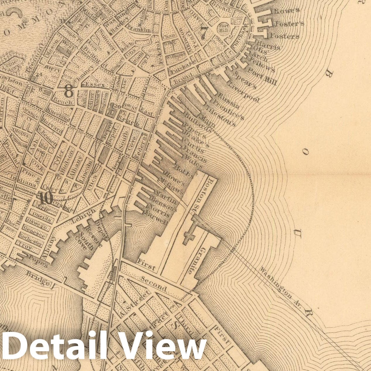 Historic Map : Boston Directory & Almanac, Boston 1857 , Vintage Wall Art