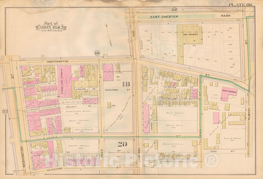 Historic Map : Atlas City of Boston, City Proper, Vol. 2, Boston 1888 Plate 068 , Vintage Wall Art