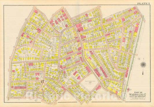Historic Map : Atlas City of Boston, Dorchester, Dorchester 1918 Plate 001 , Vintage Wall Art