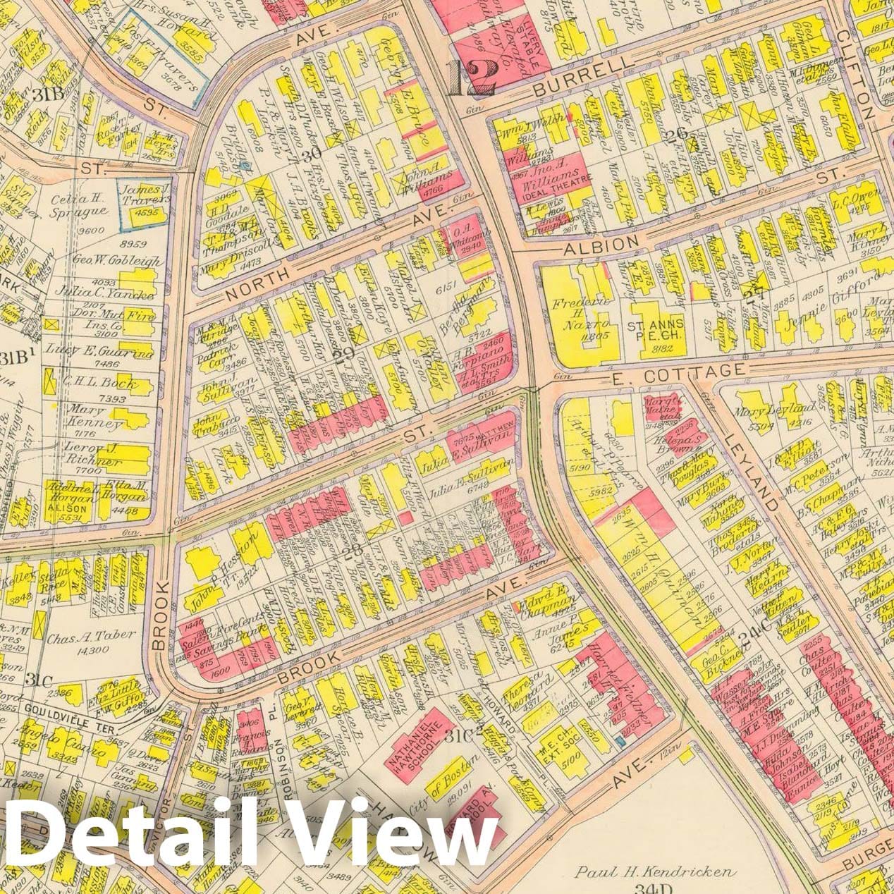Historic Map : Atlas City of Boston, Dorchester, Dorchester 1918 Plate 001 , Vintage Wall Art