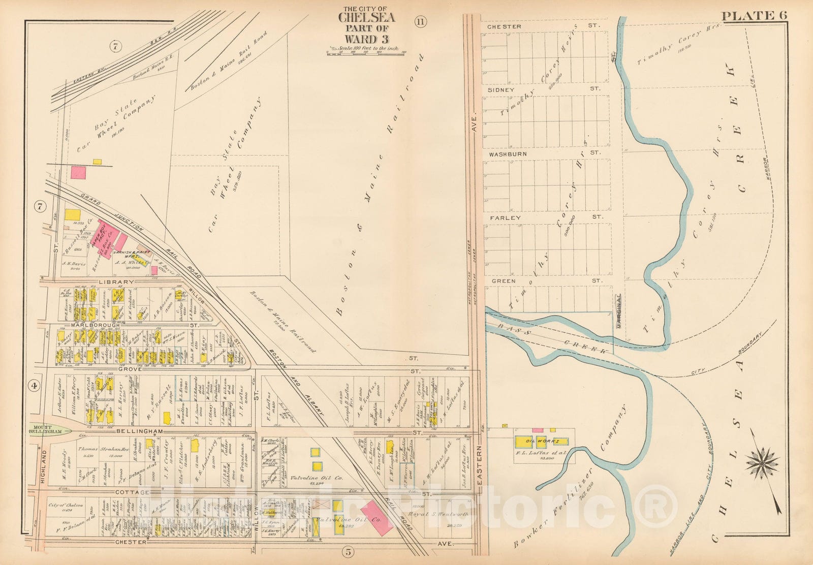 Historic Map : Atlas of Chelsea, Revere and Winthrop, Chelsea 1914 Plate 006 , Vintage Wall Art